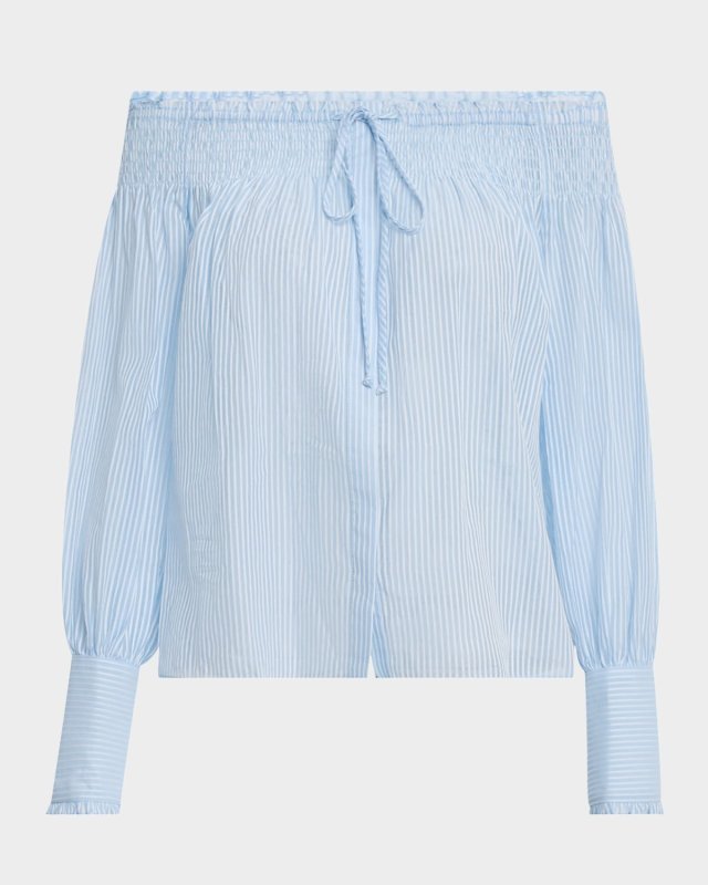 Robin Striped Off-Shoulder Boxy Blous